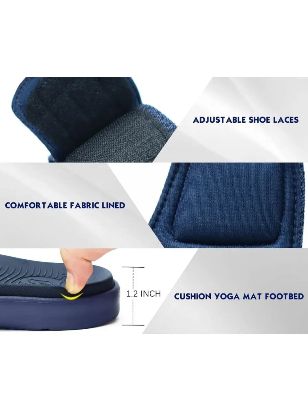 Men's Blue Arch Support Sport Slides Open Toe Adjustable Orthotic Sandal Shoes